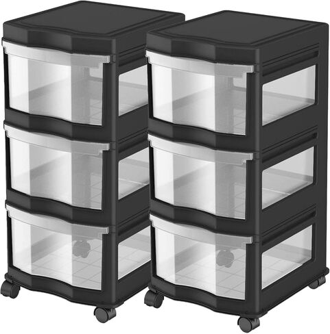 Life Story Classic Gray 3 Shelf Home Storage Container Organizer Plastic Drawers with Wheels for Closet, Dorm, or Office in Saudi Arabia