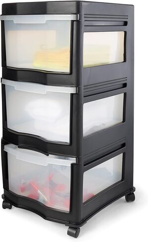 Life Story Classic Gray 3 Shelf Home Storage Container Organizer Plastic Drawers with Wheels for Closet, Dorm, or Office in Kuwait