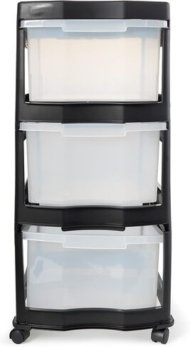 Life Story Classic Gray 3 Shelf Home Storage Container Organizer Plastic Drawers with Wheels for Closet, Dorm, or Office in Kuwait