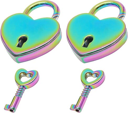 Waziaqoc 2PCS Heart Shaped Padlocks, Small Gold Padlock with Keys Metal Decorative Locks for Jewelry Box Storage Box Diary Mini Bags in Kuwait