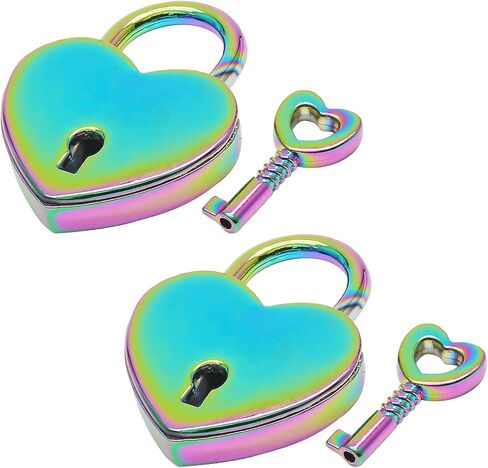 Waziaqoc 2PCS Heart Shaped Padlocks, Small Gold Padlock with Keys Metal Decorative Locks for Jewelry Box Storage Box Diary Mini Bags in Kuwait