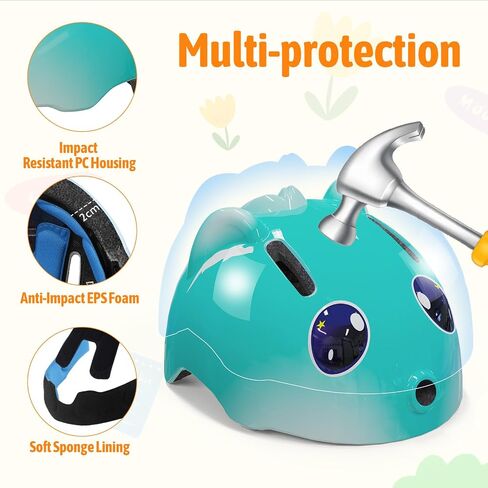 Kids Bike Helmet, Shinmax 3D Cartoon Children Bicycle Helmet Adjustable Toddler Lightweight Scooter Helmet for Boys and Girls Age 3-12 for Multi-Sport Cycling Skating Size 48-54cm in Saudi Arabia