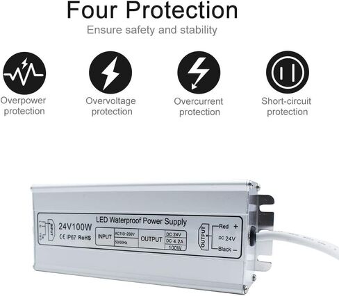 Inshareplus 24V 400W LED Supply ، IP67 DRIVER Outdoor Driver في الهواء الطلق ، AC 90-140V إلى DC 24V محول الجهد المنخفض ، محول محول لضوء LED ، مشروع الكمبيوتر ، الاستخدام في الهواء الطلق in Saudi Arabia