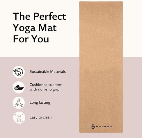 Cork Yoga Mat - Artist Designed, Premium Printed Eco-Friendly Non-Slip mat, Great for Regular & Hot Yoga, Pilates, Workouts 72 inch x 24 inch x 3mm Thick in Saudi Arabia