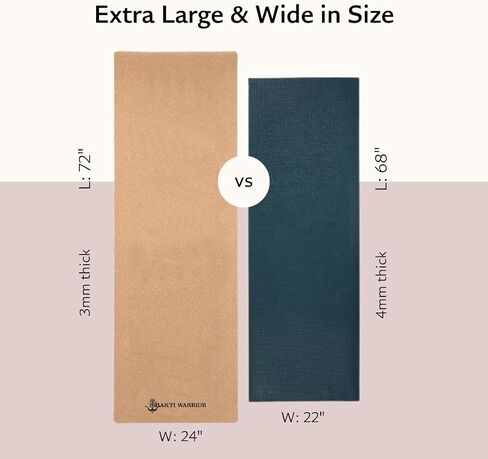 Cork Yoga Mat - Artist Designed, Premium Printed Eco-Friendly Non-Slip mat, Great for Regular & Hot Yoga, Pilates, Workouts 72 inch x 24 inch x 3mm Thick in Saudi Arabia