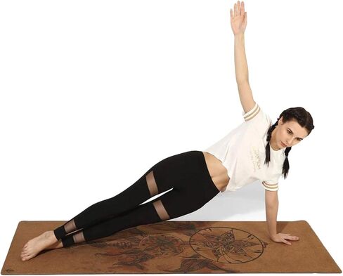 Cork Yoga Mat - Artist Designed, Premium Printed Eco-Friendly Non-Slip mat, Great for Regular & Hot Yoga, Pilates, Workouts 72 inch x 24 inch x 3mm Thick in Saudi Arabia
