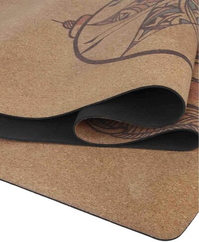 Cork Yoga Mat - Artist Designed, Premium Printed Eco-Friendly Non-Slip mat, Great for Regular & Hot Yoga, Pilates, Workouts 72 inch x 24 inch x 3mm Thick in Saudi Arabia