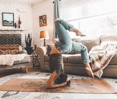 Cork Yoga Mat - Artist Designed, Premium Printed Eco-Friendly Non-Slip mat, Great for Regular & Hot Yoga, Pilates, Workouts 72 inch x 24 inch x 3mm Thick in Saudi Arabia