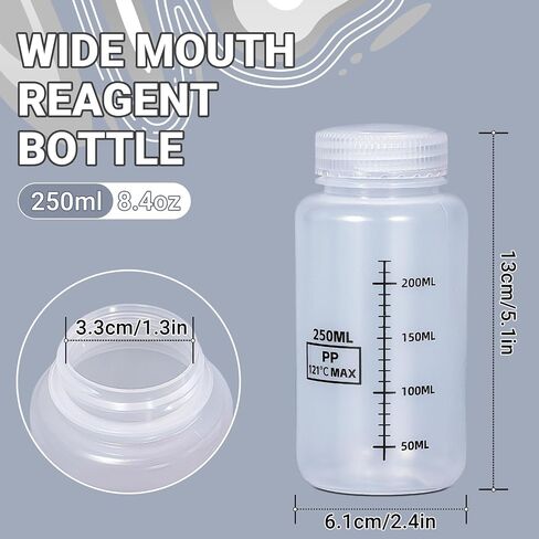 34oz/1000ml Plastic Storage Bottles, Laboratory Grade PP Reagent Bottle Sample Bottles, Graduated Wide Mouth Liquid/Powder Containers Medicine Jars (Transparent, 2 Pcs) in Saudi Arabia
