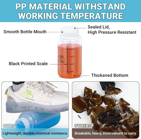 34oz/1000ml Plastic Storage Bottles, Laboratory Grade PP Reagent Bottle Sample Bottles, Graduated Wide Mouth Liquid/Powder Containers Medicine Jars (Transparent, 2 Pcs) in Saudi Arabia