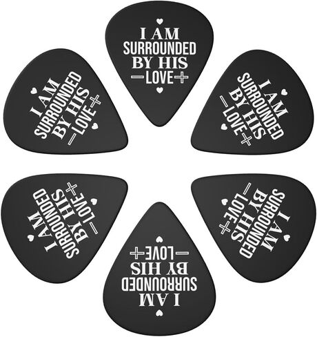 Guitar Picks 6-Pack Thin, Medium Heavy and Leather Key Chain Pick Holder Best Memorial Gifts for Acoustic Guitar Lovers (Christian Quotes, 0.71mm) (Christian Quotes, 0.71mm) in Saudi Arabia