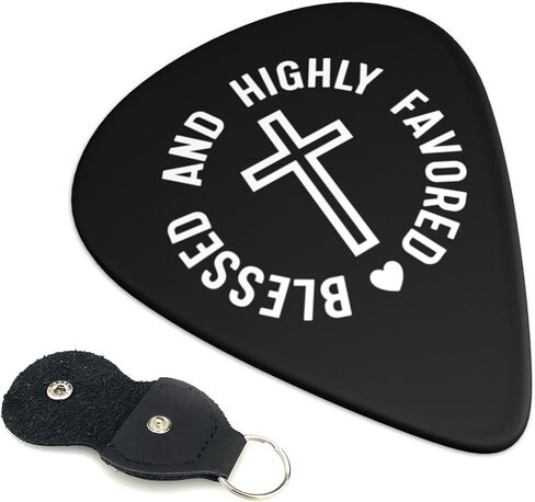 Guitar Picks 6-Pack Thin, Medium Heavy and Leather Key Chain Pick Holder Best Memorial Gifts for Acoustic Guitar Lovers (Christian Quotes, 0.71mm) (Christian Quotes, 0.71mm) in Saudi Arabia