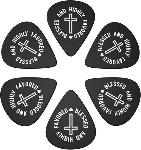 Guitar Picks 6-Pack Thin, Medium Heavy and Leather Key Chain Pick Holder Best Memorial Gifts for Acoustic Guitar Lovers (Christian Quotes, 0.71mm) (Christian Quotes, 0.71mm) in Saudi Arabia