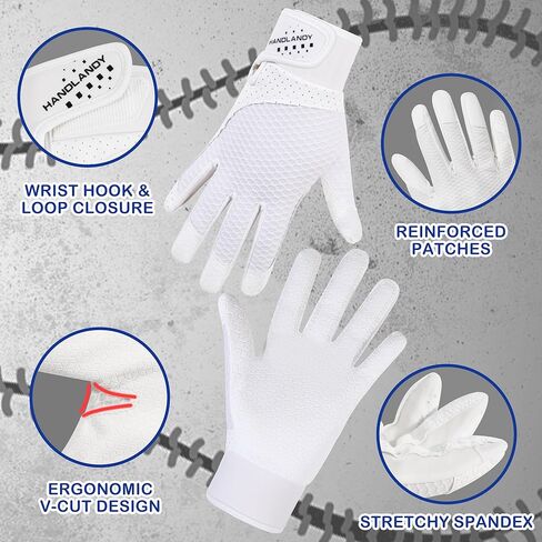 HLDD HANDLANDY قفازات الضرب للرجال - قفازات البيسبول للبالغين قفازات البيسبول + قفازات الضرب اللينة in Kuwait