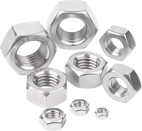 153PCS Hex Nut Set, 304 Stainless Steel Hardware Nuts, 10 SAE Sizes - 4#40, 6#32, 8#32, 10#24, 10#32, 12#24, 1/4-20, 5/16-18, 3/8-16, 1/2-13, Hex Nut Kit in Saudi Arabia