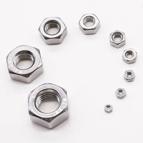 153PCS Hex Nut Set, 304 Stainless Steel Hardware Nuts, 10 SAE Sizes - 4#40, 6#32, 8#32, 10#24, 10#32, 12#24, 1/4-20, 5/16-18, 3/8-16, 1/2-13, Hex Nut Kit in Saudi Arabia