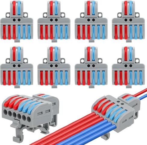 Linkstyle 10PCS DIN Rail Terminal Blocks, AWG24-12 Quick Wiring Connector Lever Wire Connectors Kit (2 in 4 Out) in Saudi Arabia