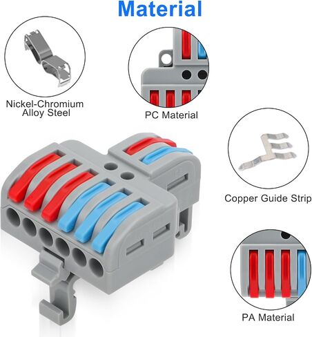 Linkstyle 10PCS DIN Rail Terminal Blocks, AWG24-12 Quick Wiring Connector Lever Wire Connectors Kit (2 in 4 Out) in Saudi Arabia