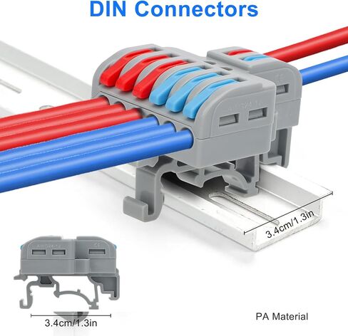 Linkstyle 10PCS DIN Rail Terminal Blocks, AWG24-12 Quick Wiring Connector Lever Wire Connectors Kit (2 in 4 Out) in Saudi Arabia