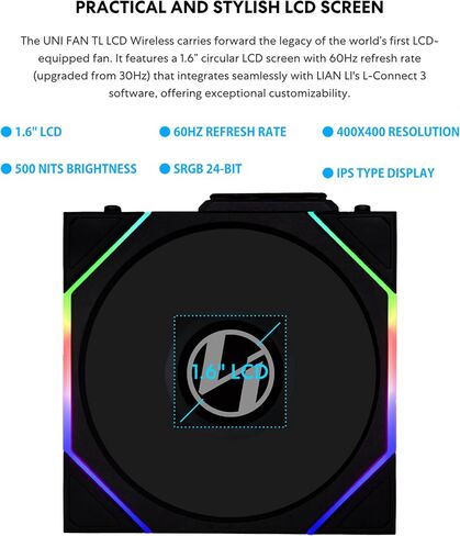 Lian Li UNI Fan TL 120 Wireless - Single Pack - Controller Not Included - 2.4 GHz Wireless Control - Infinity Mirror Design - Controller Required - White (12TL1W1W) in Kuwait