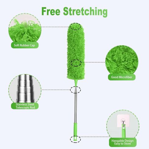 Vicloon Dusters with Extension Pole to 100inch, Cleaning Tools for Ceiling Fan Cleaner Duster Duster Cobweb Duster Car Duster Exterior, Bendable Head Feather Duster in Saudi Arabia