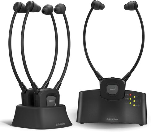Avantree HT381 - Wireless TV Earbuds Headphones for Seniors and Hard of Hearing, Voice Clarification, L/R Balance Volume Control, Ambient Mode, Connect Both Digital & Analog Televisions in Kuwait