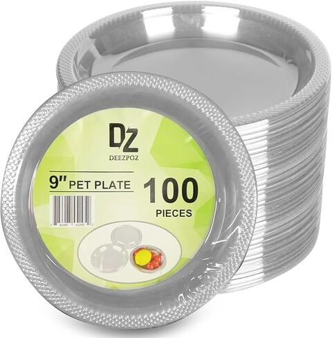 6 Inch Clear Plastic Plates 100 Bulk Pack - Disposable Cake Plates for Dessert & Appetizers, BBQ, Party, Travel and Events, Microwavable Recyclable in Saudi Arabia