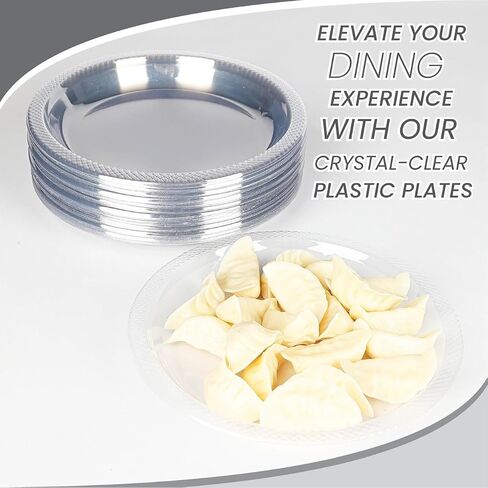 6 Inch Clear Plastic Plates 100 Bulk Pack - Disposable Cake Plates for Dessert & Appetizers, BBQ, Party, Travel and Events, Microwavable Recyclable in Saudi Arabia