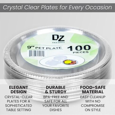 6 Inch Clear Plastic Plates 100 Bulk Pack - Disposable Cake Plates for Dessert & Appetizers, BBQ, Party, Travel and Events, Microwavable Recyclable in Saudi Arabia