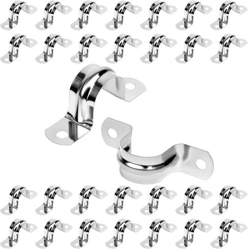 30Pcs 3/4 Inch Stainless Steel Conduit Clamps, 2 Hole Strap U Bracket Rigid Pipe Strap, Tension Clips U-tube Clamp for Pipe Fixing on Various Surfaces in Saudi Arabia