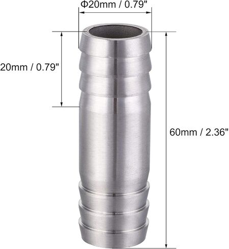 uxcell Barb Hose Fitting, 15x50mm Straight Coupler Quick Connector for 5/8 Inch ID Hose, 304 Stainless Steel, Pack of 2 in Saudi Arabia
