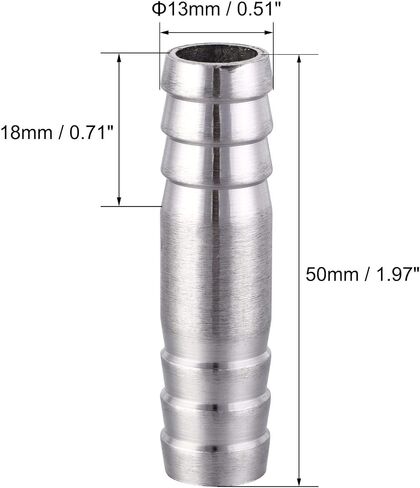 uxcell Barb Hose Fitting, 15x50mm Straight Coupler Quick Connector for 5/8 Inch ID Hose, 304 Stainless Steel, Pack of 2 in Saudi Arabia