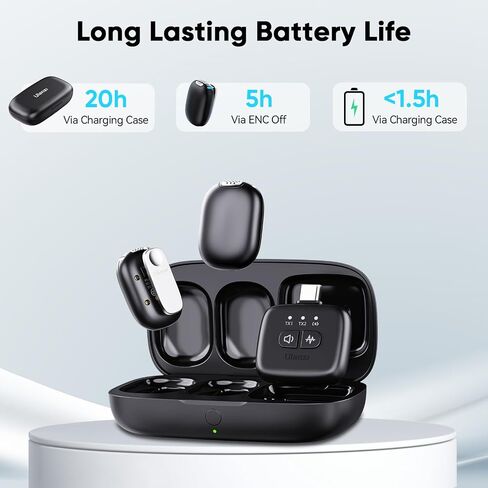 ULANZI A30 Tiny Mic Magnetic (White), Wireless Lavalier Microphone Mini Size, Noise Cancellation, 164 ft Range, 20H Battery Life, Lapel Microphone for Video Recording, DSLR, iPhones, Android, PC in Saudi Arabia