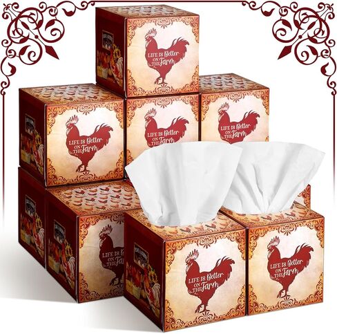 12 Pack Rooster Facial Tissues Cube Boxes Chicken Face Tissues 600 Sheets 3 Ply Small Retro Square Tissues Bulk for Spring Easter Car Pocket Toilet Household(Butterfly) in Saudi Arabia