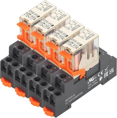 2Pack Power Relay RFT1CO024L, DC 24V Coil, 5 Pin 12A, SPDT 1NO 1NC, with LED Indicator Light and Plastic Clip Socket Base UL Certification (2) in Saudi Arabia