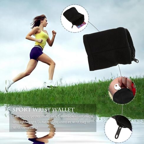 Wrist Wallet, 9 * 10cm / 3.5 * 4inch Sport Wrist Pocket Pouch Zipper Sweatband Wristband Breathable Pocket Sweatband for Outdoor Sports Running Jogging Gym Hiking Walking, Red in Saudi Arabia