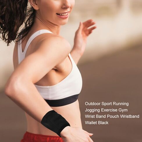 Wrist Wallet, 9 * 10cm / 3.5 * 4inch Sport Wrist Pocket Pouch Zipper Sweatband Wristband Breathable Pocket Sweatband for Outdoor Sports Running Jogging Gym Hiking Walking, Red in Saudi Arabia