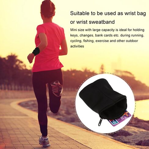 Wrist Wallet, 9 * 10cm / 3.5 * 4inch Sport Wrist Pocket Pouch Zipper Sweatband Wristband Breathable Pocket Sweatband for Outdoor Sports Running Jogging Gym Hiking Walking, Red in Saudi Arabia