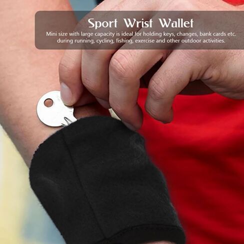 Wrist Wallet, 9 * 10cm / 3.5 * 4inch Sport Wrist Pocket Pouch Zipper Sweatband Wristband Breathable Pocket Sweatband for Outdoor Sports Running Jogging Gym Hiking Walking, Red in Saudi Arabia