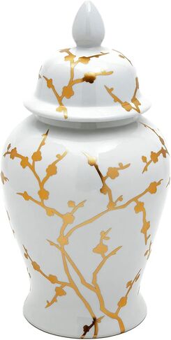 Red Lantern 18" White Flowers on Orange Temple Jar in Saudi Arabia