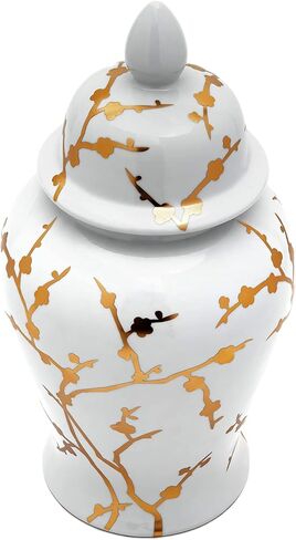 Red Lantern 18" White Flowers on Orange Temple Jar in Saudi Arabia