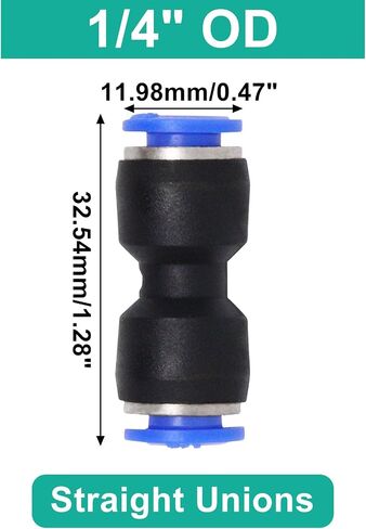 2 Pcs BVU-1/4" OD Push Connect Valve, Ball Valve Air Flow Control Valve Pneumatic Push to Connect Fitting, Quick Connect Valve Straight Union Valve Tube Fittings Air Compressor Valve in Saudi Arabia