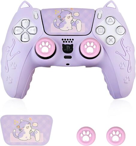 جلد وحدة التحكم PS5 ، علبة غطاء تحكم مضادة للانزلاق مع أغطية قبضة الإبهام لـ PlayStation 5 DualSense Wireless Controller (Pink) in Kuwait