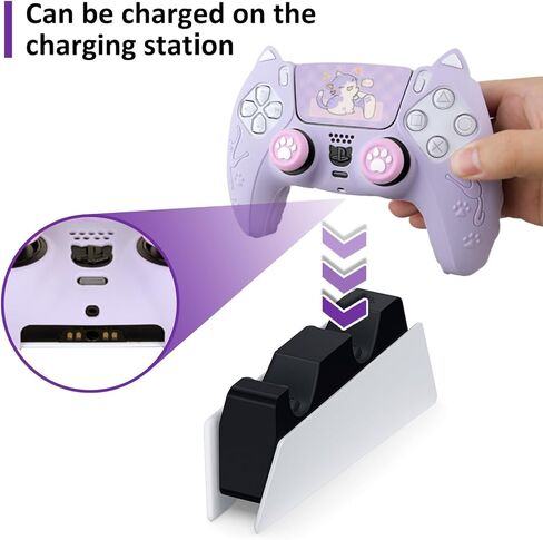 جلد وحدة التحكم PS5 ، علبة غطاء تحكم مضادة للانزلاق مع أغطية قبضة الإبهام لـ PlayStation 5 DualSense Wireless Controller (Pink) in Kuwait