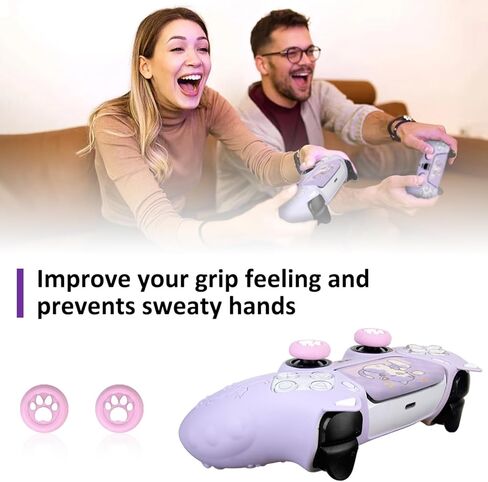 جلد وحدة التحكم PS5 ، علبة غطاء تحكم مضادة للانزلاق مع أغطية قبضة الإبهام لـ PlayStation 5 DualSense Wireless Controller (Pink) in Kuwait