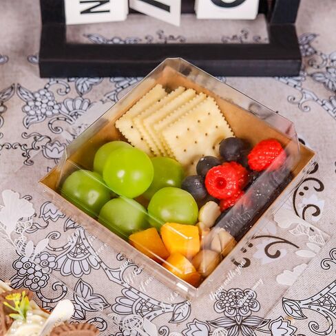 Small Charcuterie Boxes with Clear Lids Square Dessert Boxes To Go Disposable Food Containers for Cookie Sandwich Cake Slice 5.3x4.9x2.5INCH（White, 60 Pack） in Kuwait