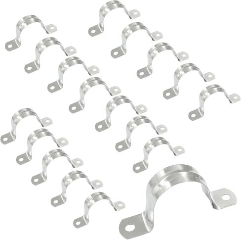 Litoexpe 60Pcs 3/4 Inch Rigid Pipe Strap, M20 Stainless Steel Conduit Clamps 2 Holes Cable U Bracket Pipe Clamp for Fixing Pipe or Cable in Kuwait