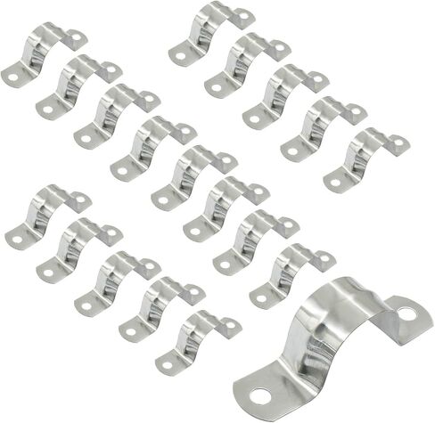 Litoexpe 60Pcs 3/4 Inch Rigid Pipe Strap, M20 Stainless Steel Conduit Clamps 2 Holes Cable U Bracket Pipe Clamp for Fixing Pipe or Cable in Kuwait