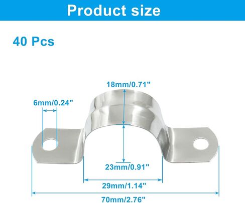 Litoexpe 60Pcs 3/4 Inch Rigid Pipe Strap, M20 Stainless Steel Conduit Clamps 2 Holes Cable U Bracket Pipe Clamp for Fixing Pipe or Cable in Kuwait