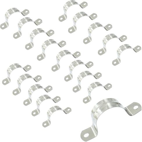 Litoexpe 60Pcs 3/4 Inch Rigid Pipe Strap, M20 Stainless Steel Conduit Clamps 2 Holes Cable U Bracket Pipe Clamp for Fixing Pipe or Cable in Kuwait